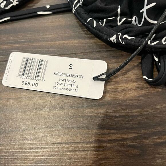 NWT WeWoreWhat Ruched Underwire Top in Logo Scribble Size Small! - Picture 10 of 12